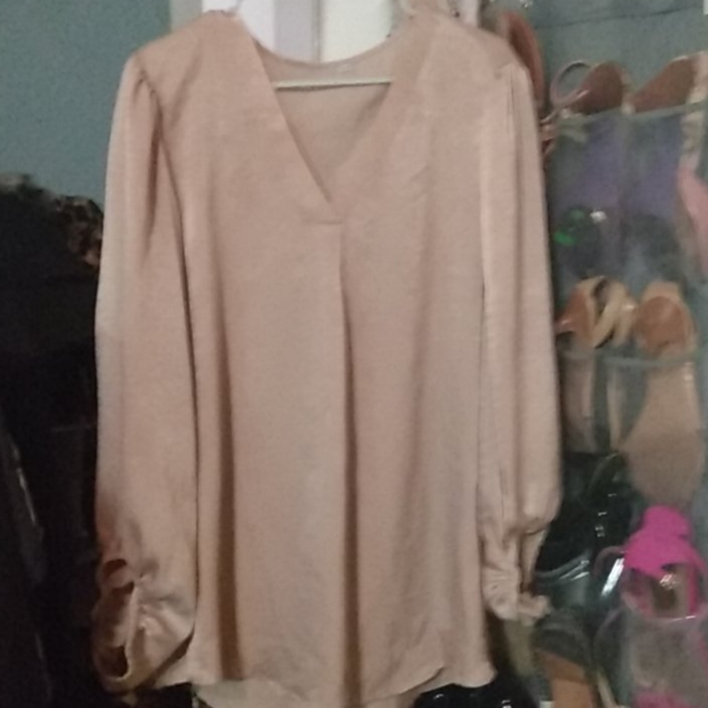 Tan balloon sleeve top